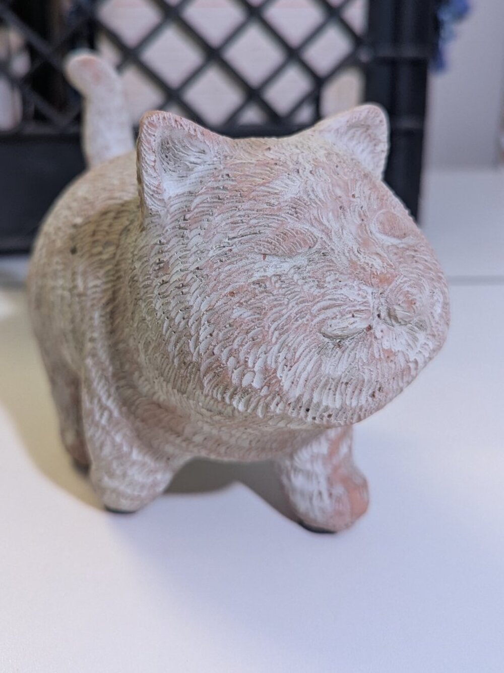 PD Home Rustic Clay Chubby Cat Tabletop Figurine Statue